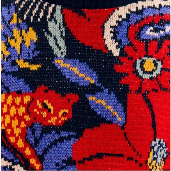 FARM Rio Red Blue Puff Sleeve Sheath Dress - Picture 5 of 8